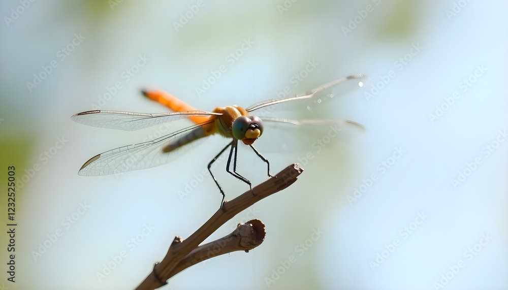 a close up of a dragonfly on a twig a close up of a dragonfly on a twig