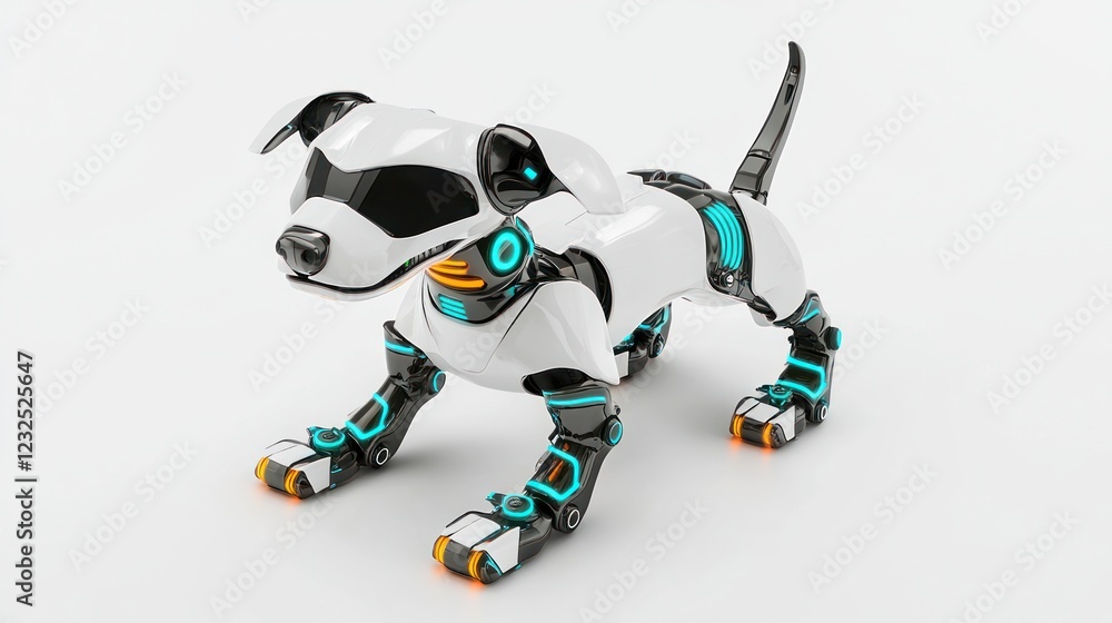 White Robotic Dog 3D Render Futuristic Technology White Robotic Dog 3D Render Futuristic Technology