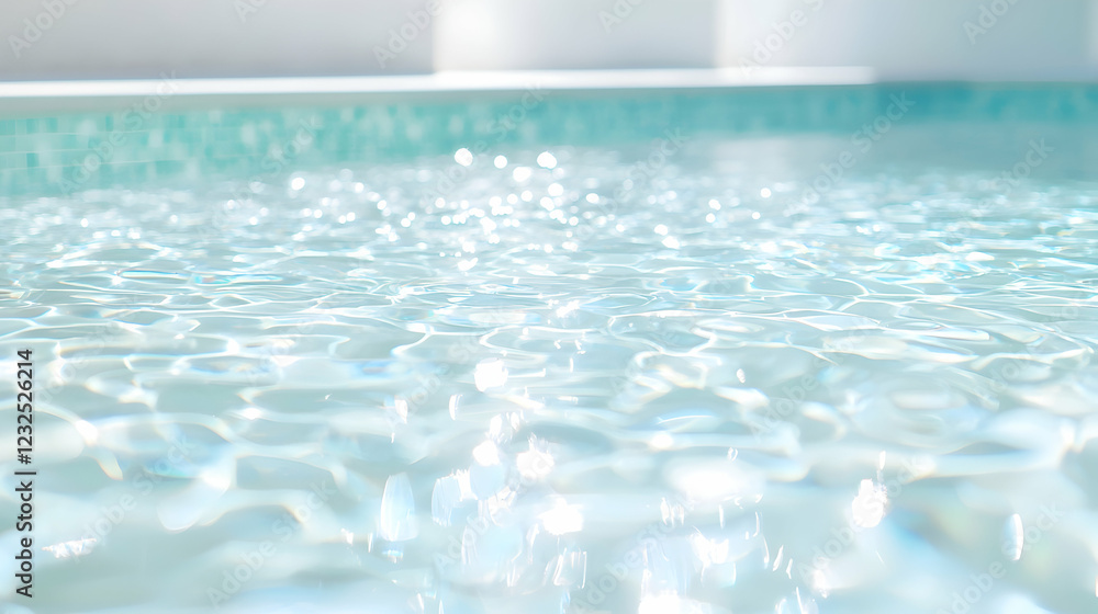 Naklejka premium Sparkling pool water, summer sun, leisure relaxation