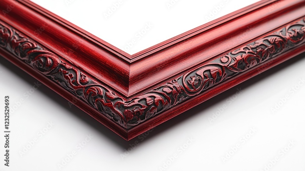 Ornate wooden picture frame with intricate carvings against a plain white background Ornate wooden picture frame with intricate carvings against a plain white background