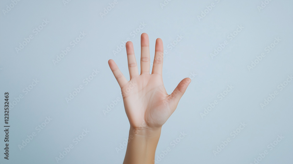 Raised Hand: A single hand reaches up, fingers extended, in a gesture of question, request, or willingness to participate, capturing the essence of active engagement. Raised Hand: A single hand reaches up, fingers extended, in a gesture of question, request, or willingness to participate, capturing the essence of active engagement.