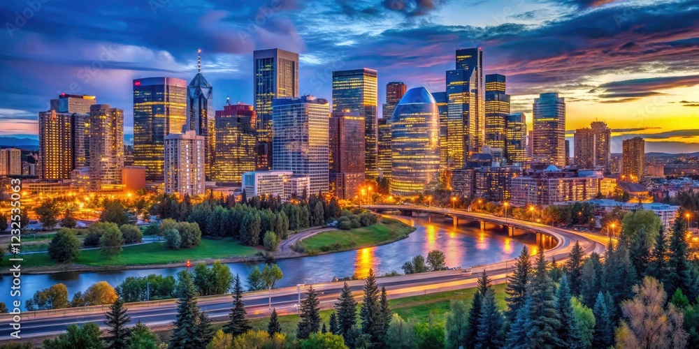 Capture Calgary's stunning cityscape at twilight; breathtaking low-light images. Capture Calgary's stunning cityscape at twilight; breathtaking low-light images.