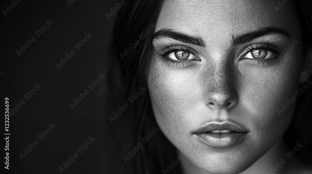 Fototapeta premium Monochromatic Portrait: A Captivating Gaze