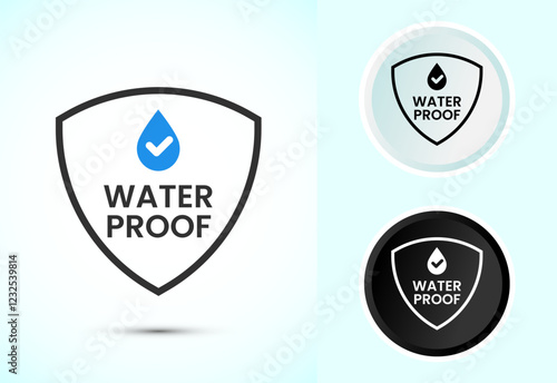 Waterproof icon design illustration, water resistant sign symbol, liquid proof protection