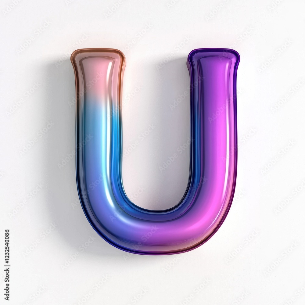 Shiny iridescent letter U alphabet colorful design element Shiny iridescent letter U alphabet colorful design element