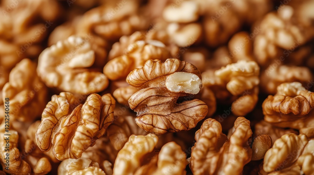 Close-up of Shelled Walnuts: A Macro Photography of Brown Nut Collection Close-up of Shelled Walnuts: A Macro Photography of Brown Nut Collection