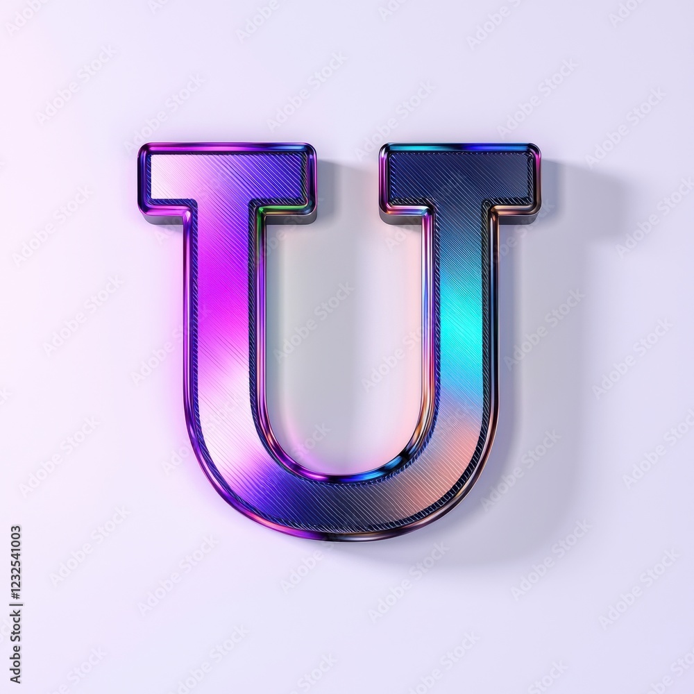 Iridescent Metallic Letter U 3D Render Alphabet Graphic Design Element Iridescent Metallic Letter U 3D Render Alphabet Graphic Design Element