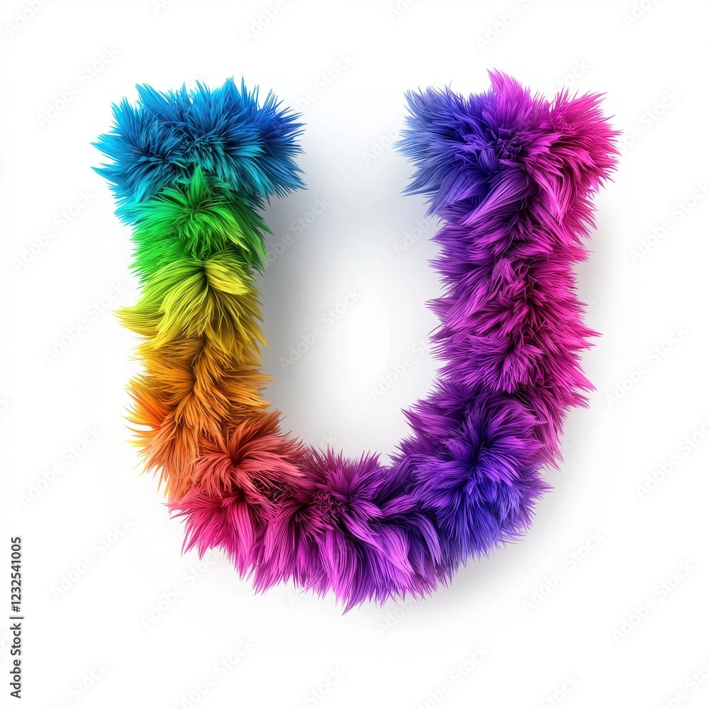 Colorful Rainbow Furry Letter U Alphabet Design Element Colorful Rainbow Furry Letter U Alphabet Design Element