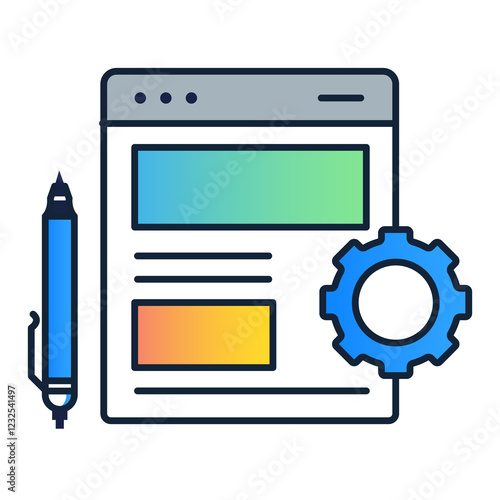 Website Development with Financial Optimization Icon. Digital Transformation, Business Optimization, and Financial Efficiency Illustration.