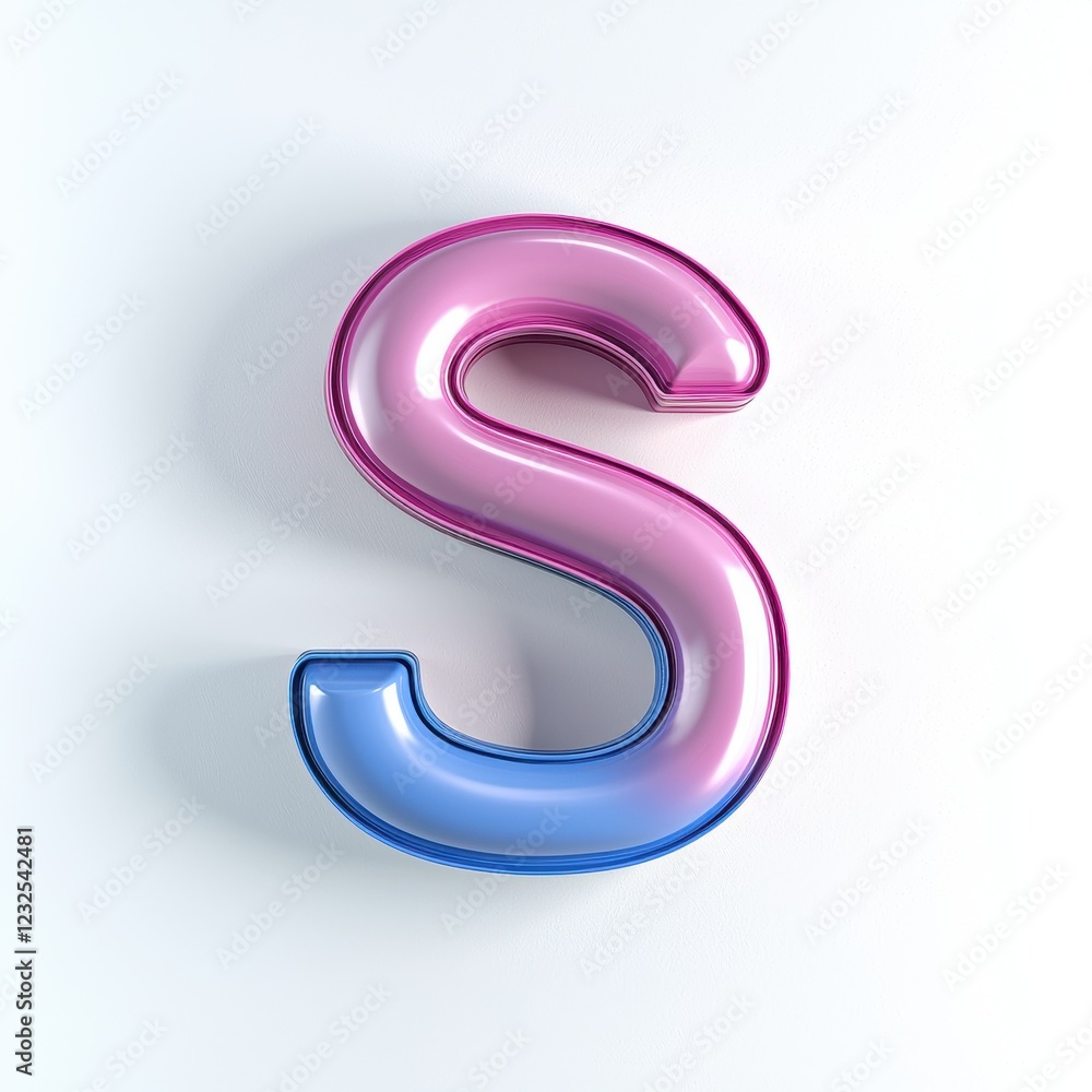 Glossy Pink and Blue 3D Letter S Alphabet Design Element for Branding Glossy Pink and Blue 3D Letter S Alphabet Design Element for Branding