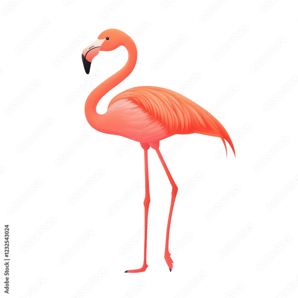 Obraz premium Vibrant Pink Flamingo Standing Gracefully on One Leg in Nature