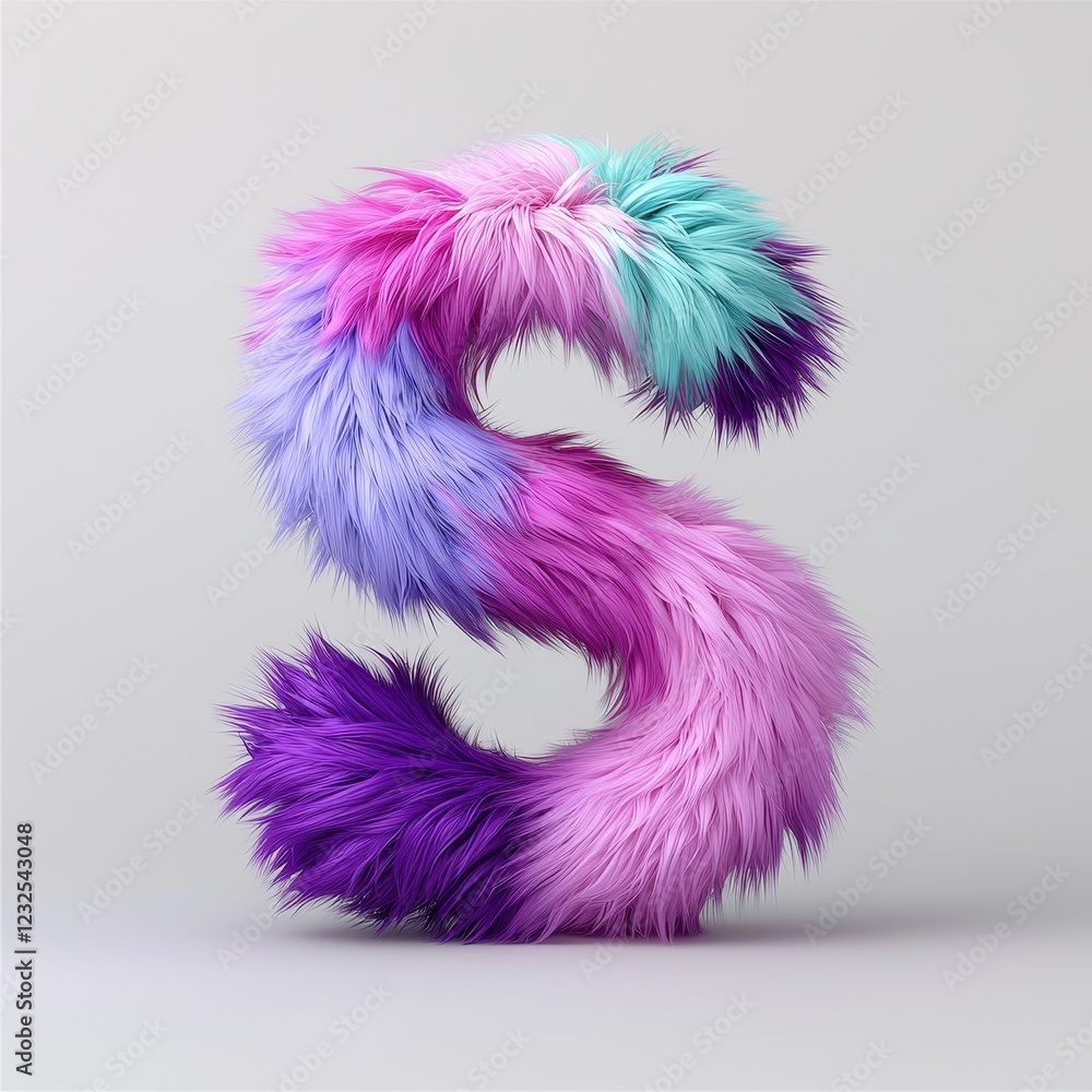 Fluffy Pastel Rainbow Fur Letter S Cute Colorful 3D Render Fluffy Pastel Rainbow Fur Letter S Cute Colorful 3D Render