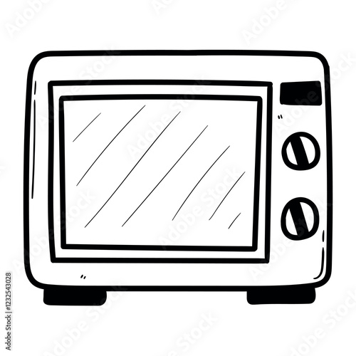 Hand drawn doodle closed microwave oven on white background.