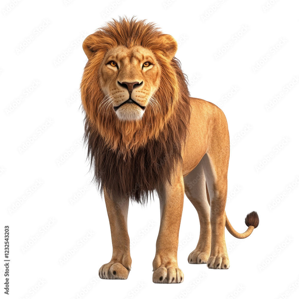 Obraz premium Majestic Lion with Powerful Mane Standing Proudly in Natural Pose