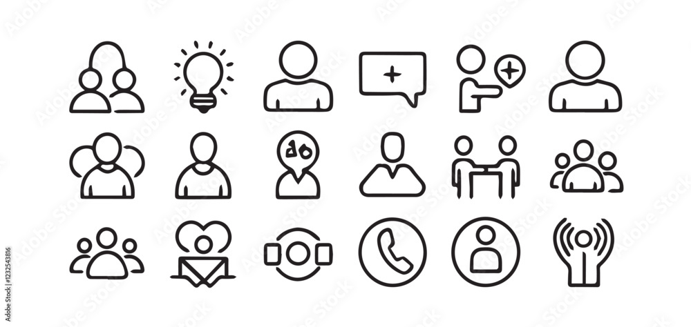Help Line Icon Set Support, Teamwork, Customer Service, and Charity vector Help Line Icon Set Support, Teamwork, Customer Service, and Charity vector