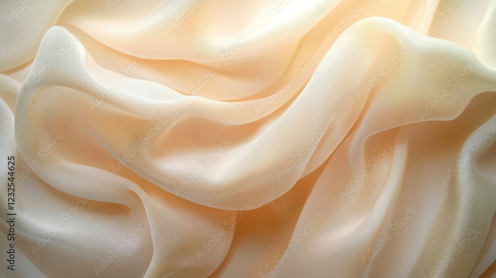 Soft Beige Silk Fabric Draped Elegantly with Subtle Texture Details Soft Beige Silk Fabric Draped Elegantly with Subtle Texture Details
