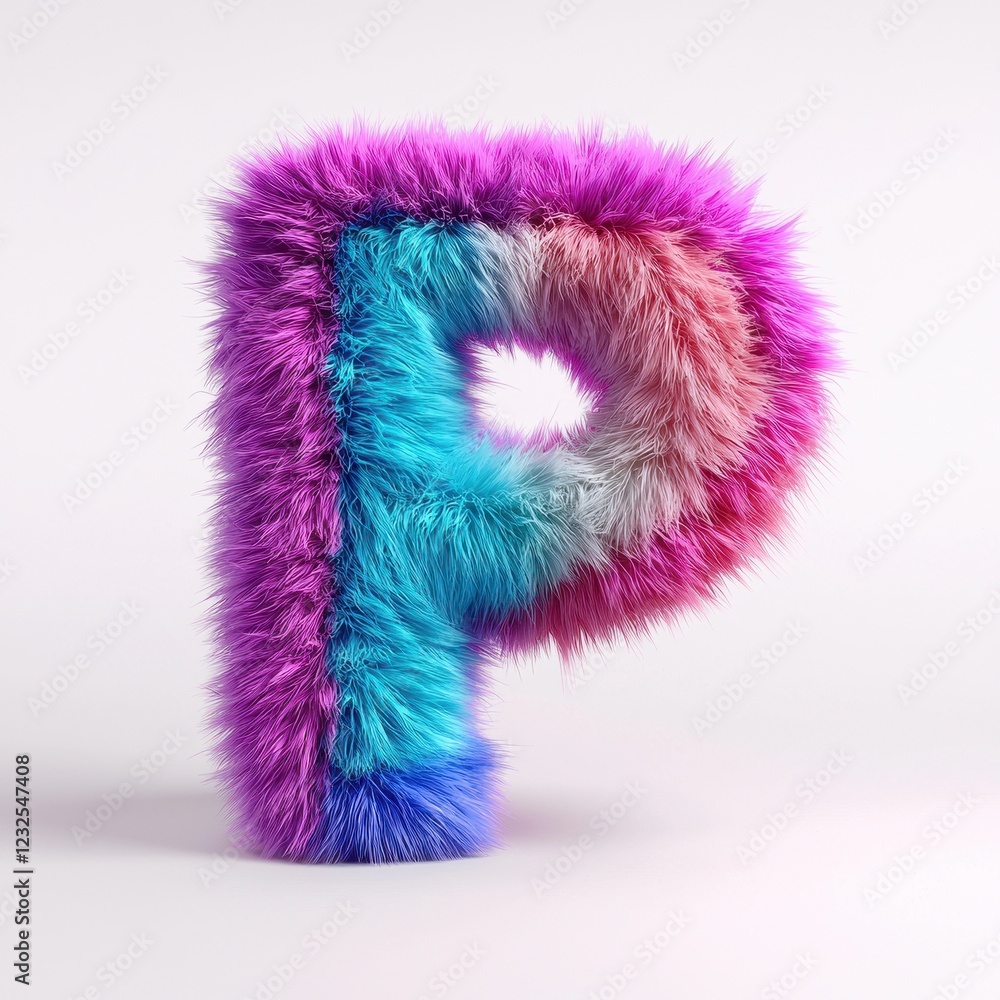 Fluffy Rainbow Fur Letter P Colorful 3D Render Fun Alphabet Design Fluffy Rainbow Fur Letter P Colorful 3D Render Fun Alphabet Design