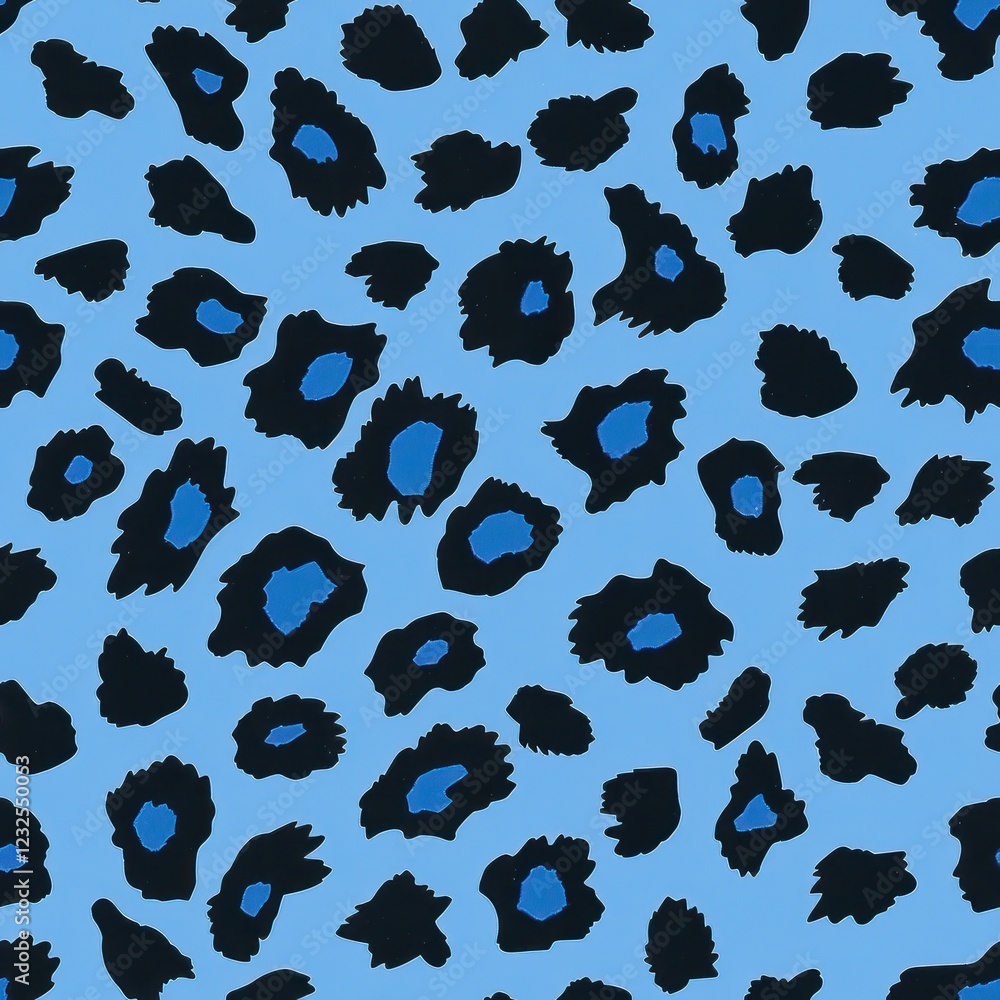 Obraz premium Blue and black leopard fur texture seamless repeating pattern 1