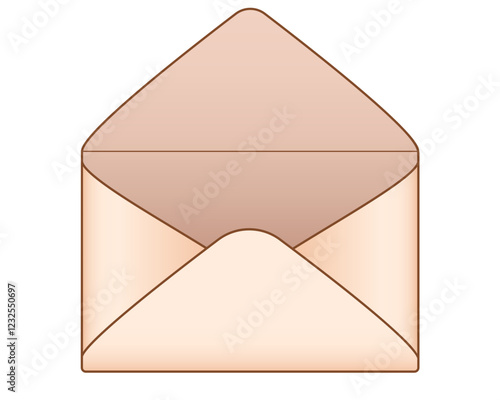 The envelope. Open blank envelope of aged yellowish paper - vector full color picture. Open envelope.	