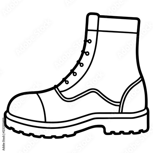 Hiking Boots Minimalist Line Art