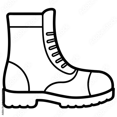 Hiking Boots Minimalist Line Art