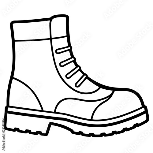 Hiking Boots Minimalist Line Art