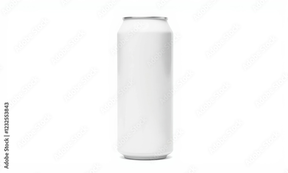 tall, blank white can with silver top, perfect for mockups and designs. Ideal for showcasing beverage branding or packaging concepts tall, blank white can with silver top, perfect for mockups and designs. Ideal for showcasing beverage branding or packaging concepts