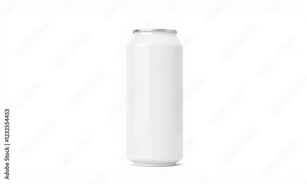 plain white aluminum can standing upright on white background, ideal for branding or mockup designs. Perfect for beverage packaging concepts plain white aluminum can standing upright on white background, ideal for branding or mockup designs. Perfect for beverage packaging concepts