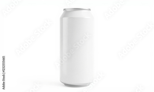 blank white can on white background, perfect for mockups and designs. Ideal for showcasing branding or product labels