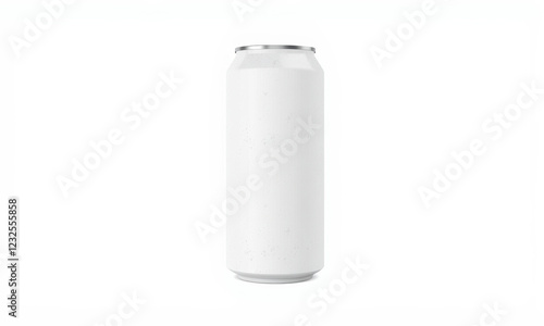 blank white soda can on white background, perfect for branding and mockups. Ideal for showcasing designs or labels