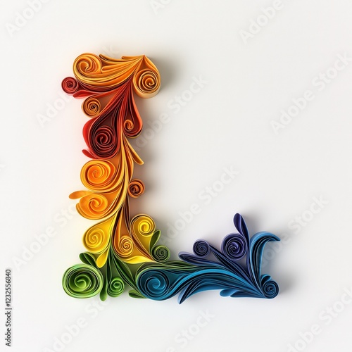 Vibrant Rainbow Paper Quilling Letter L Art Design Craft