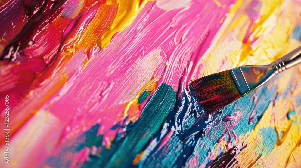 Vibrant Brush Strokes on Canvas with Bold Colors and Texture Vibrant Brush Strokes on Canvas with Bold Colors and Texture