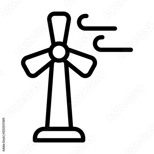 Wind Turbine Vector Line Icon Design