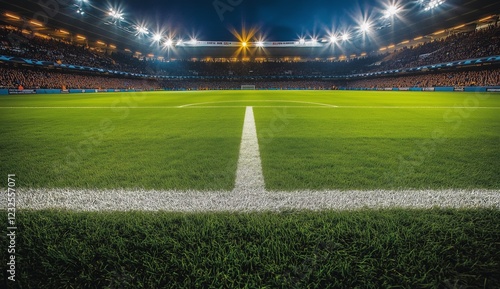 Exciting night at the stadium during a football match with bright lights and ...