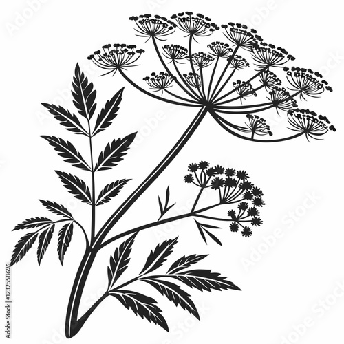 Bai sanicle vector silhouette black design white background