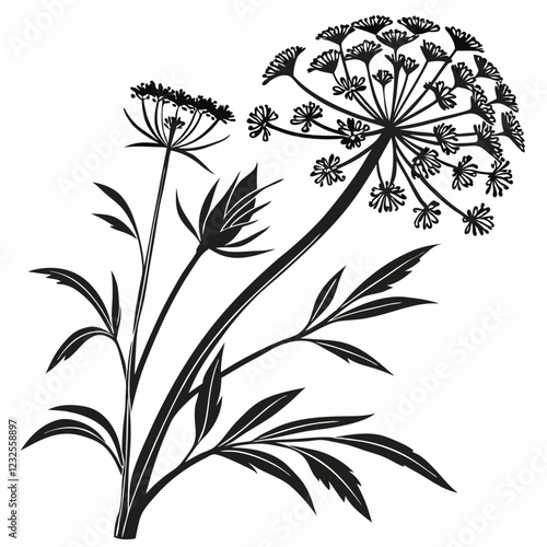 Bai sanicle vector silhouette black design white background