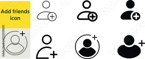 Add New User Icon Set Vector Design. add friends icon