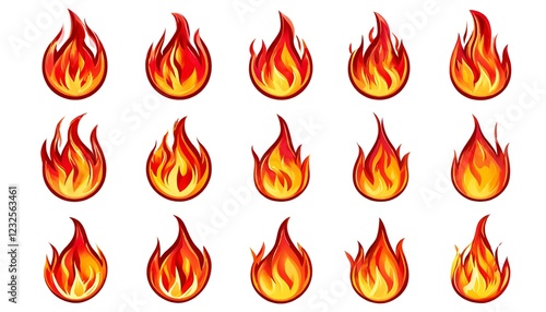a set of fire icons