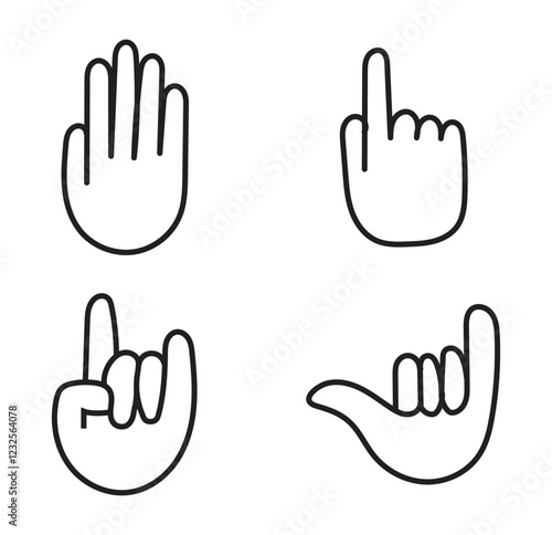 Print  Hand icon set for web and mobile app. hand sign and symbol. 1176