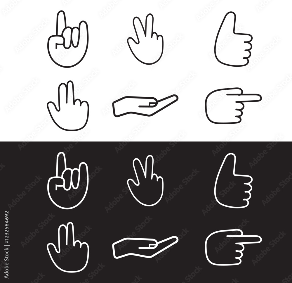 Fototapeta premium Print Hand icon set. hand vector icon, palm, click . 1176