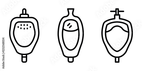 urinal outline or line icon design bundle.