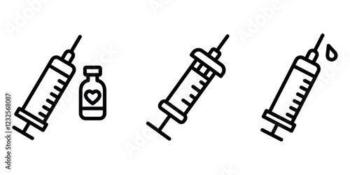 vaccination outline or line icon design bundle.