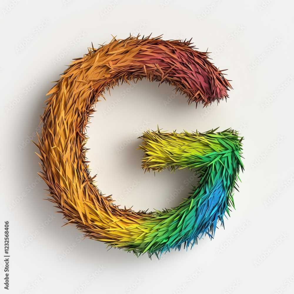 Colorful Fluffy Letter G Rainbow Gradient Texture Alphabet Design Colorful Fluffy Letter G Rainbow Gradient Texture Alphabet Design