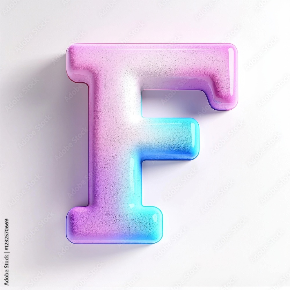 Pastel Pink and Blue Glossy Letter F 3D Render Alphabet Font Pastel Pink and Blue Glossy Letter F 3D Render Alphabet Font