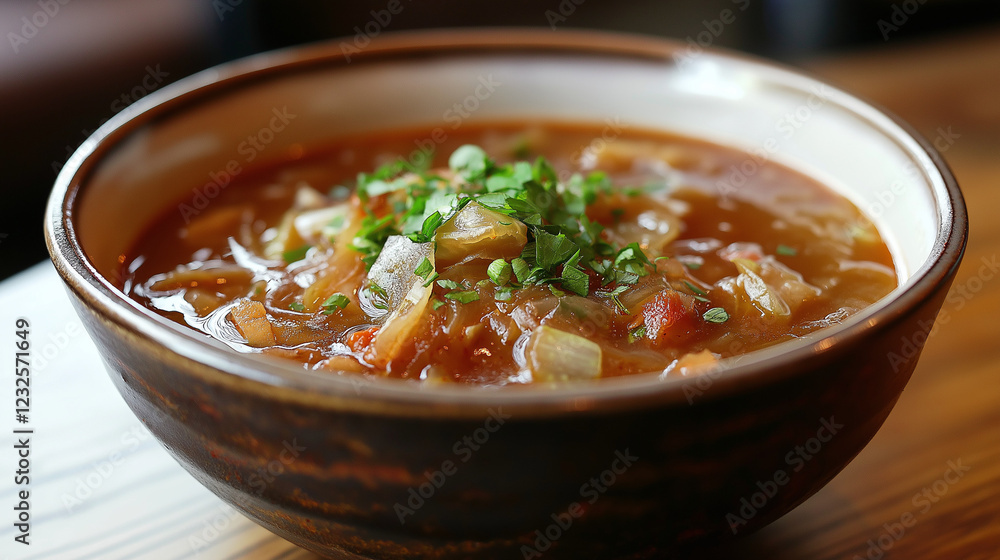a bowl of delicious cabbage soup isolated on amazing background a bowl of delicious cabbage soup isolated on amazing background
