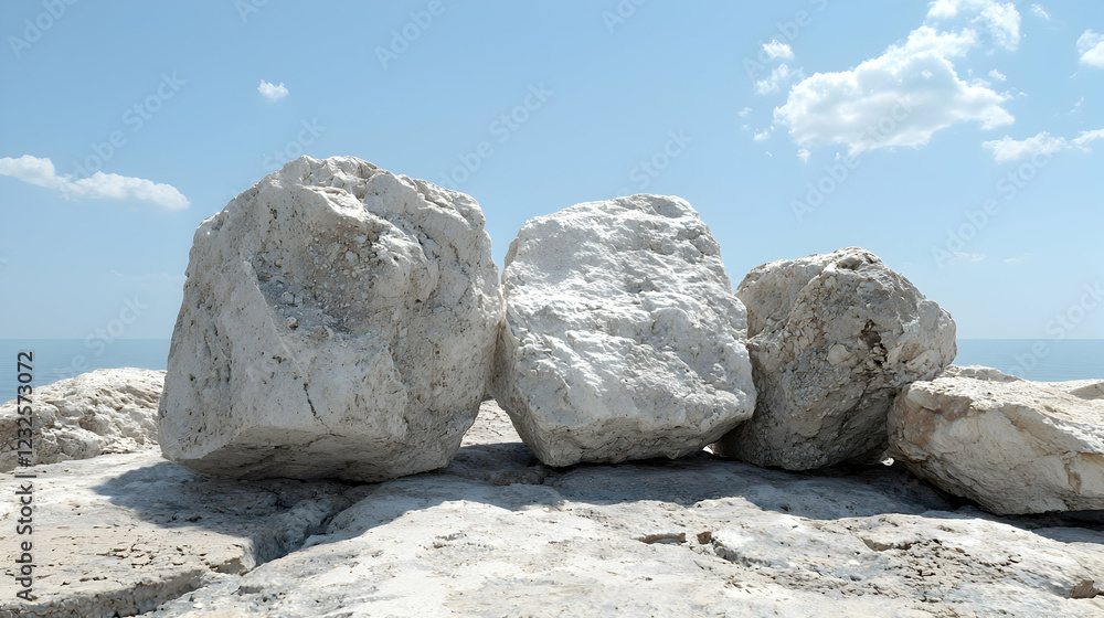 Coastal rocks under sunny sky, serenity background, design element Coastal rocks under sunny sky, serenity background, design element