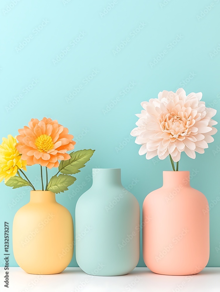 Modern Sculpted Clay Vase, Decorative Vases Display with Geometric Pastel Colors on White Tabletop, trendy geometric vases concept. Modern Sculpted Clay Vase, Decorative Vases Display with Geometric Pastel Colors on White Tabletop, trendy geometric vases concept.