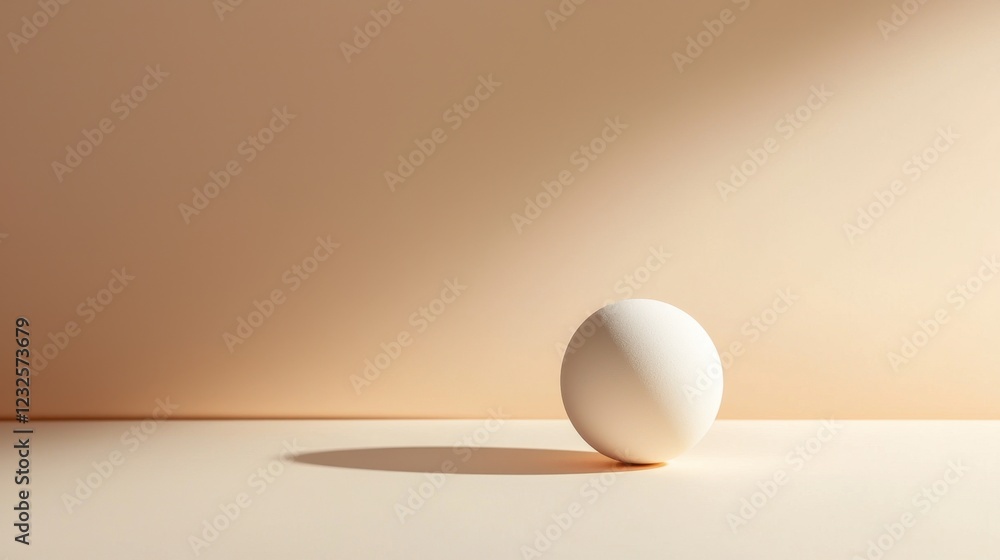 Simple White Sphere on Soft Beige Surface with Gentle Shadowing Simple White Sphere on Soft Beige Surface with Gentle Shadowing