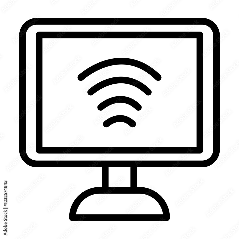 Smart TV Vector Line Icon Design Smart TV Vector Line Icon Design