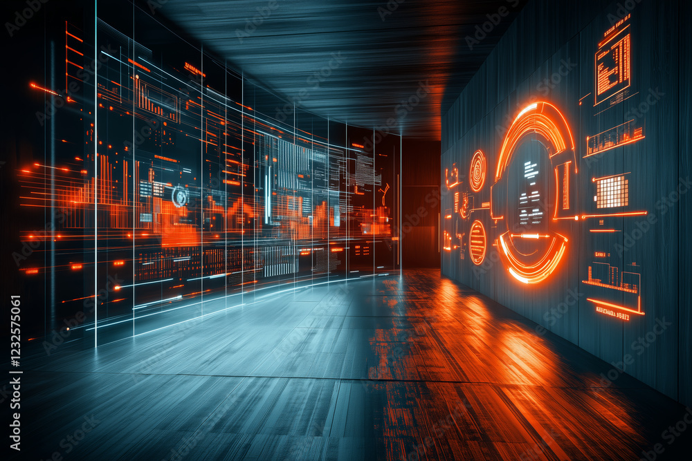 Obraz premium Futuristic Data Visualization in Modern Space